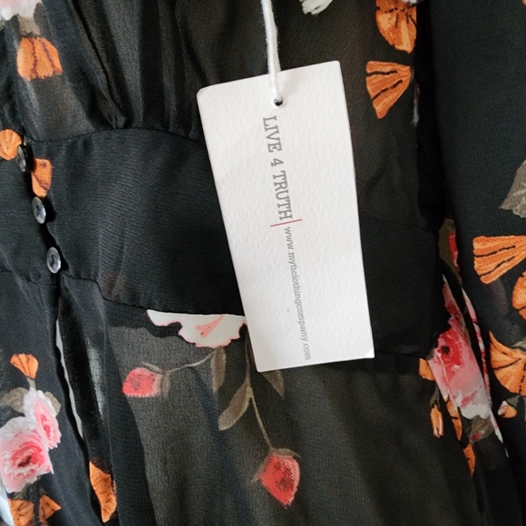 Black Floral Sheer Maxi Dress, Women's M - Picture 8 of 11